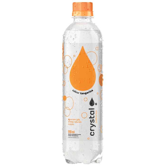 Uma garrafa de água Crystal Sabores Tangerina.