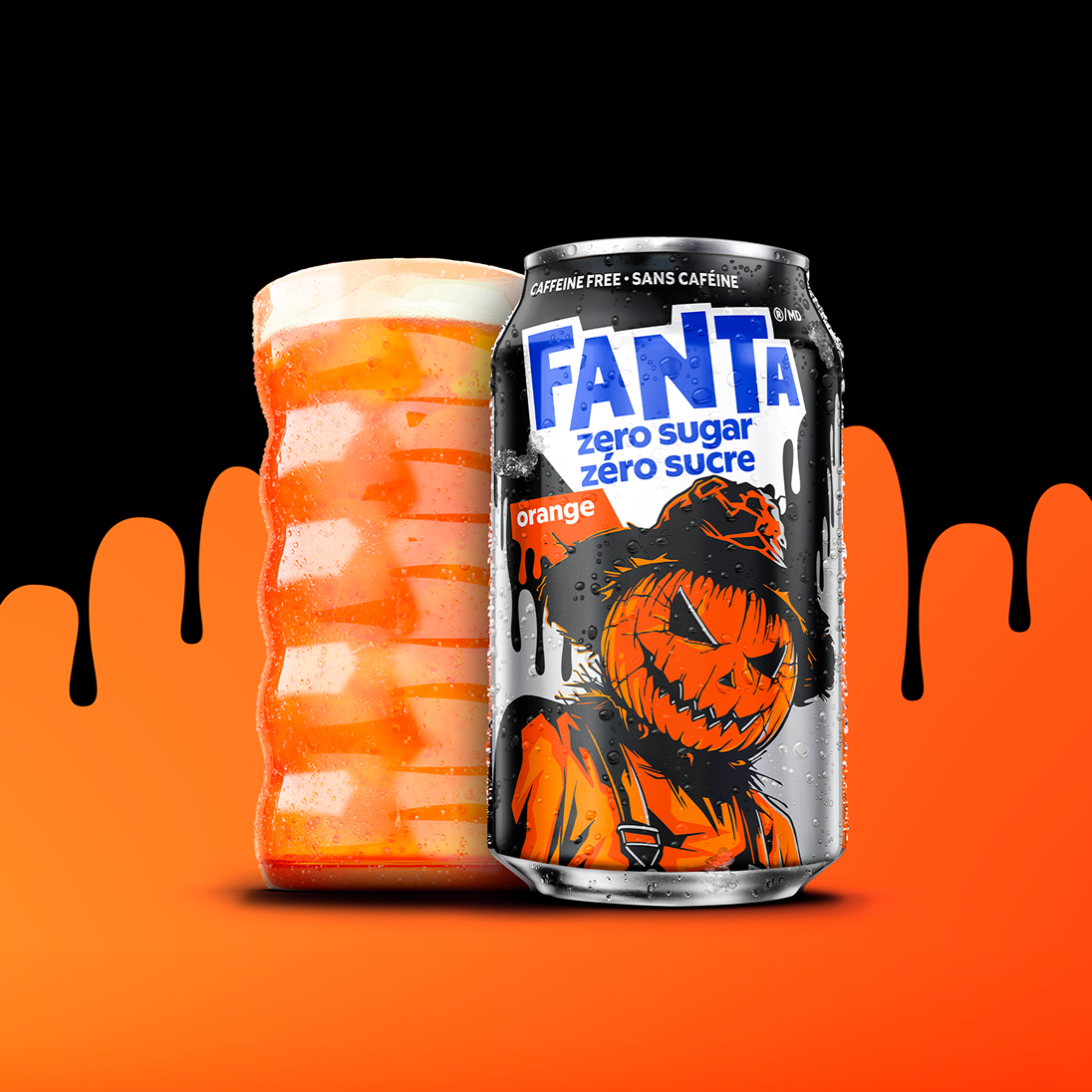 Limited‑edition Fanta Orange Zero can featuring a Fanta Halloween character.