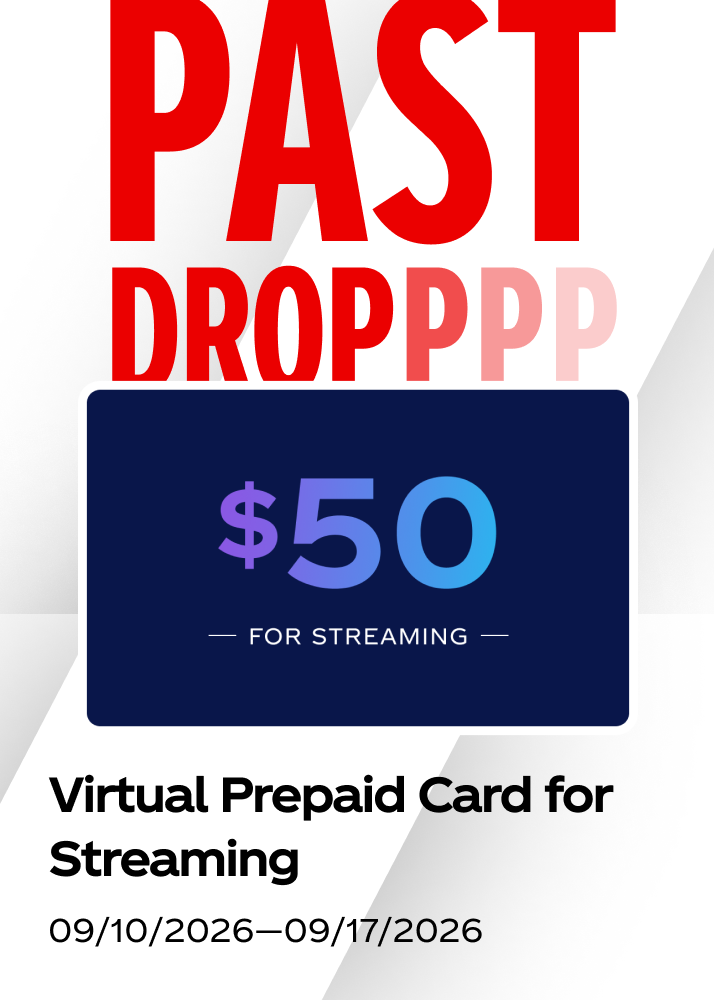 A 50-dollar streaming digital prepaid card shown as a past drop for the hockey promo.