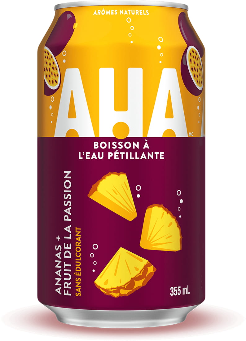 AHA Ananas + Fruit de la passion 355 mL canette