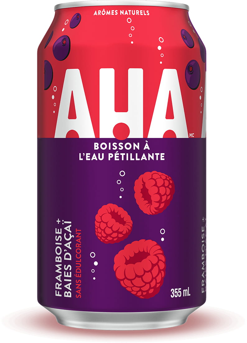 AHA Framboise + Baies d'açai 355 mL canette