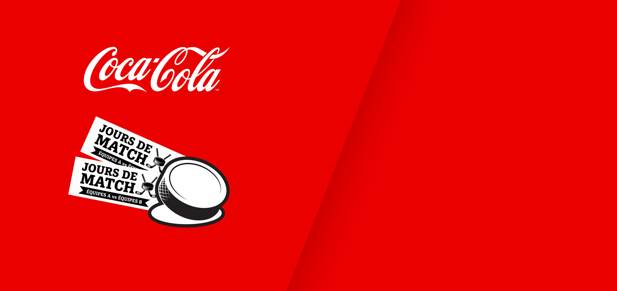 Coca-Cola offrant un voyage de hockey de 10 000 $ à gagner, avec avion, billets et rondelle.