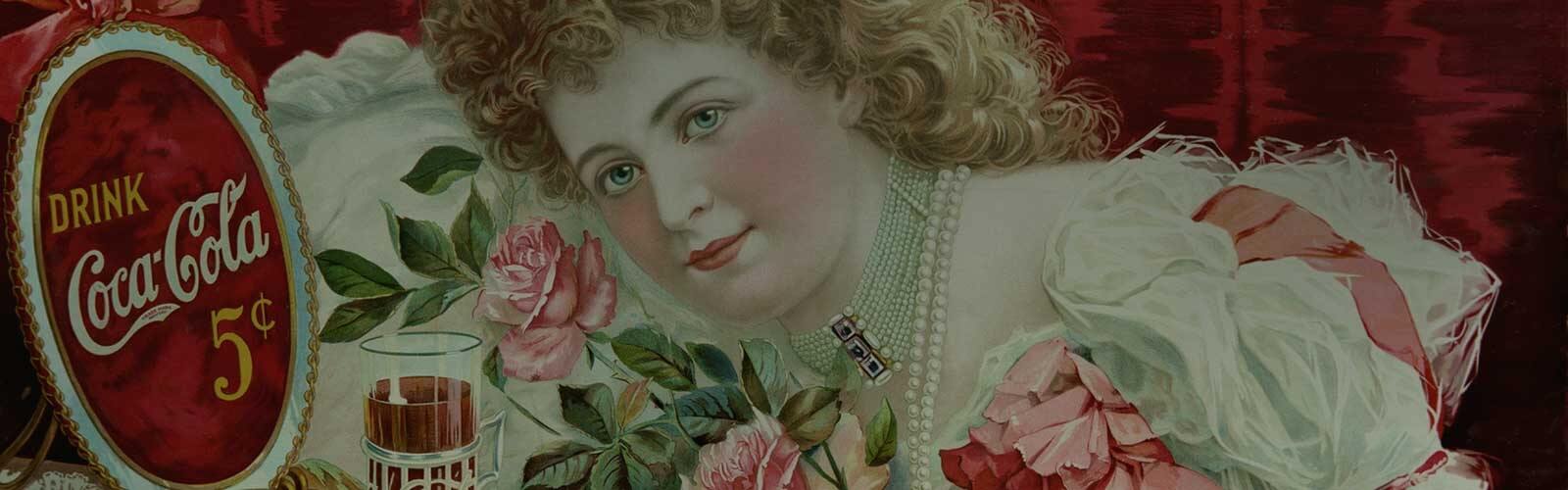 eine Frau in einer Werbung von Coca-Cola