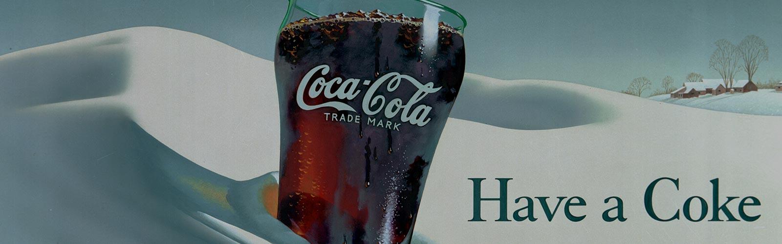 Coca-Cola Werbung mit einem gefüllten Coca-Cola Glas