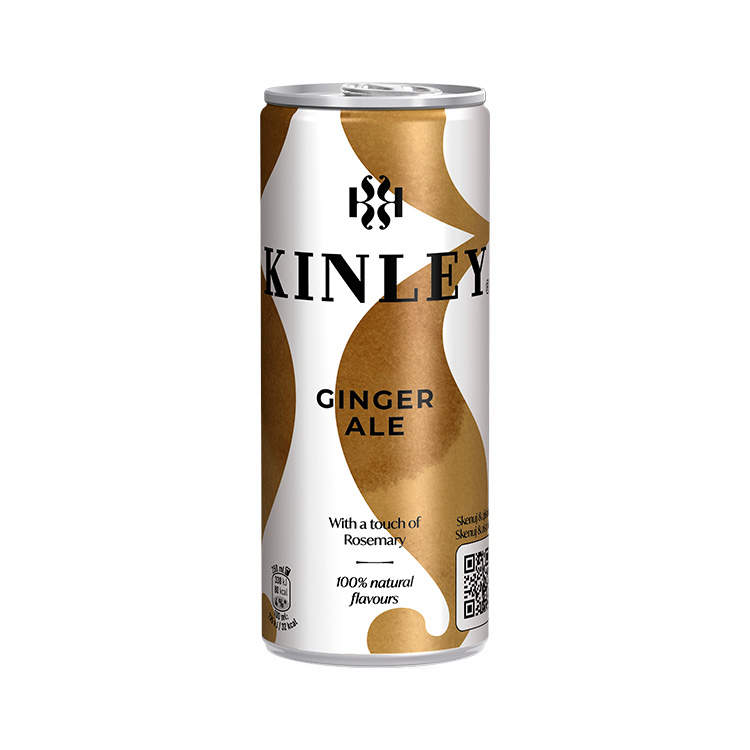 Kinley Ginger Ale, limonáda s příchutí zázvoru v plechovce