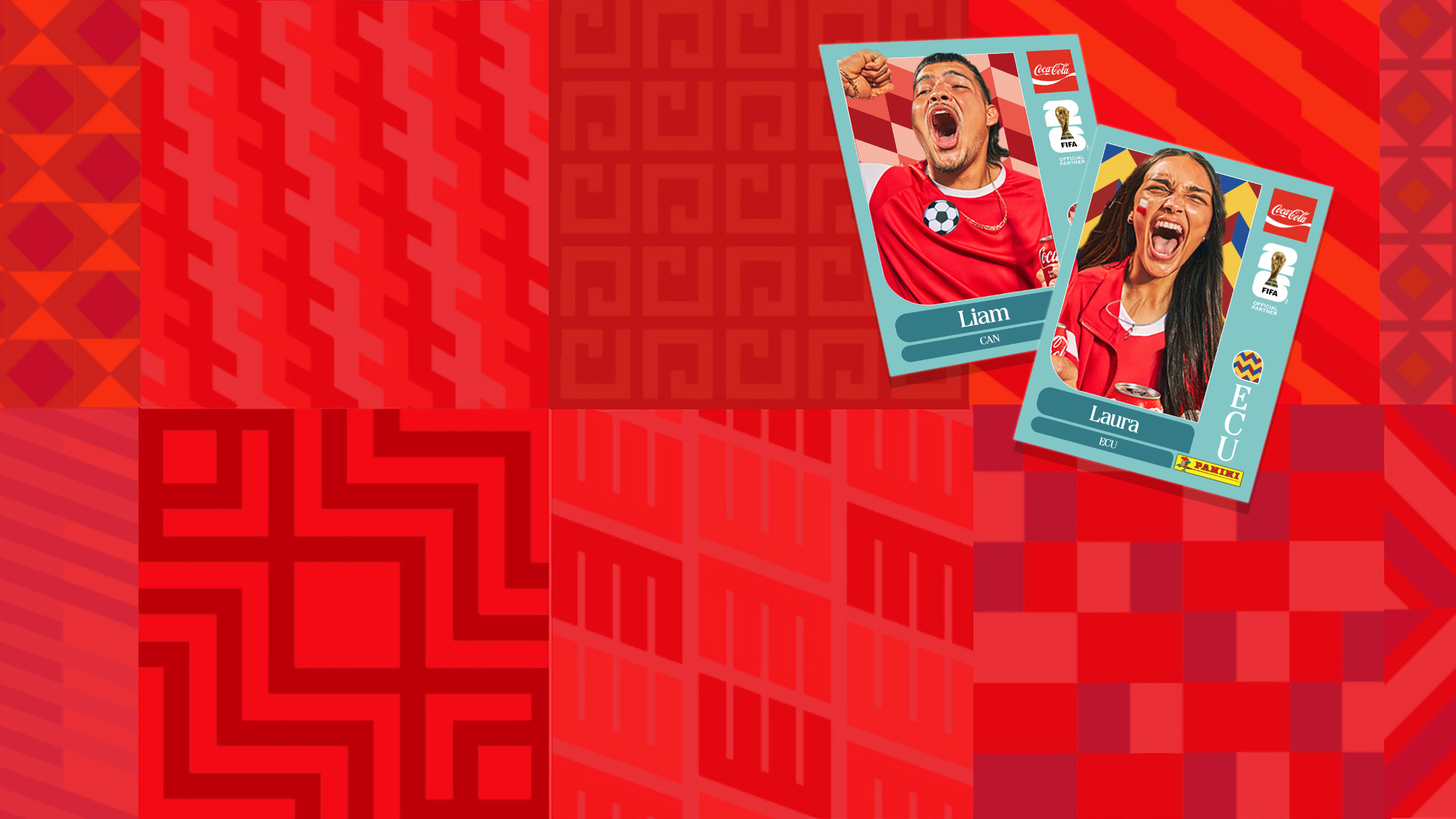 Dos hinchas en fotos Panini.