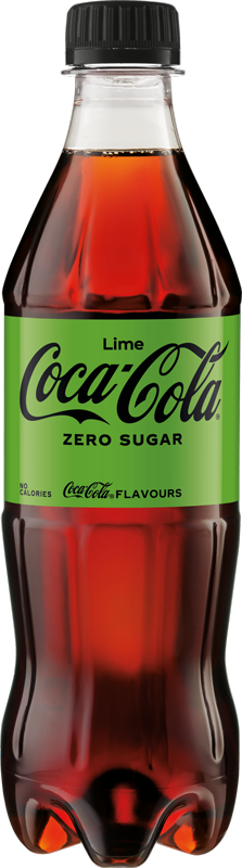 Rohelise sildiga Coca-Cola Lime Zero Sugar plastpudel.