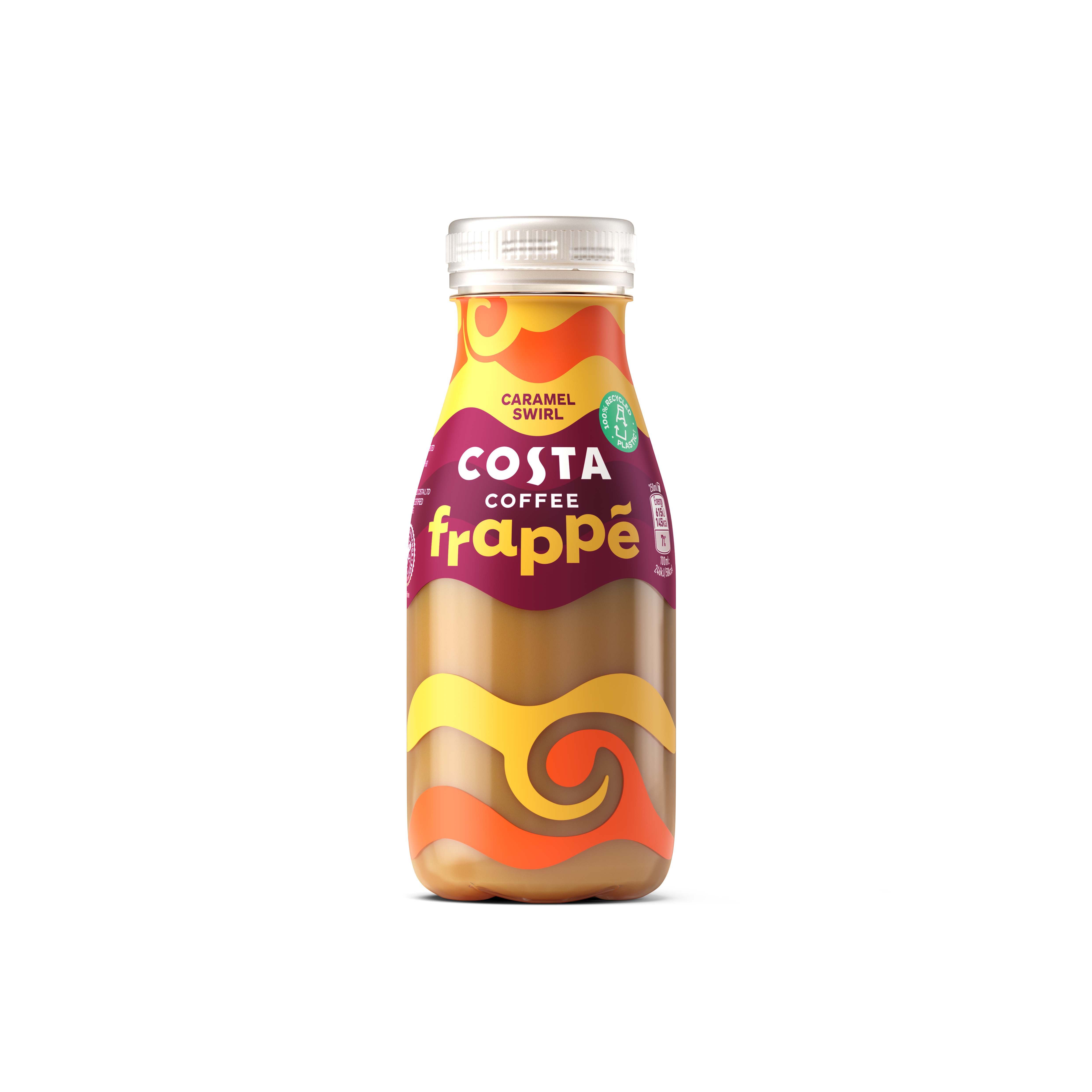 Costa Coffee Ready-to-Drink Caramel Swirl Frappé on white background.