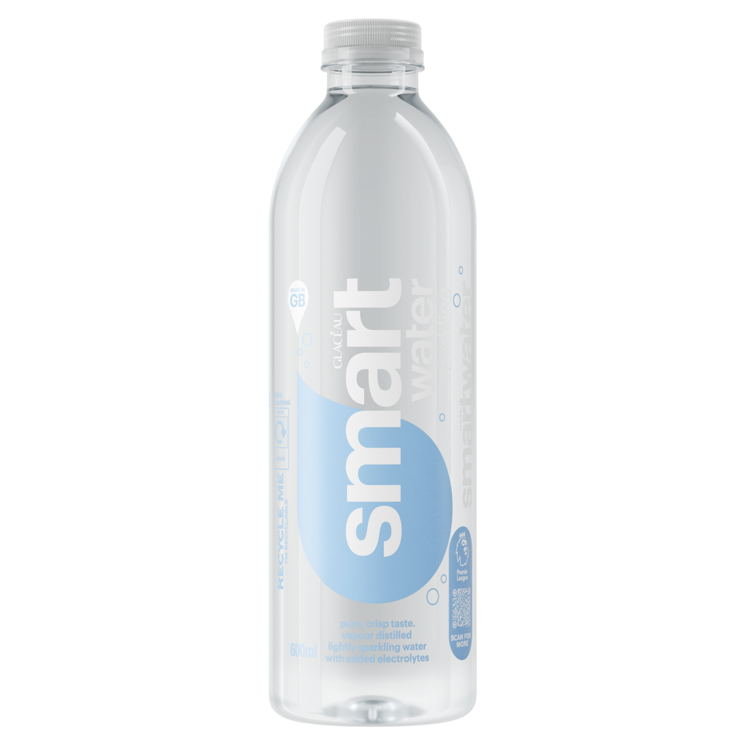 GLACÉAU Smartwater Sparkling bottle on white background.