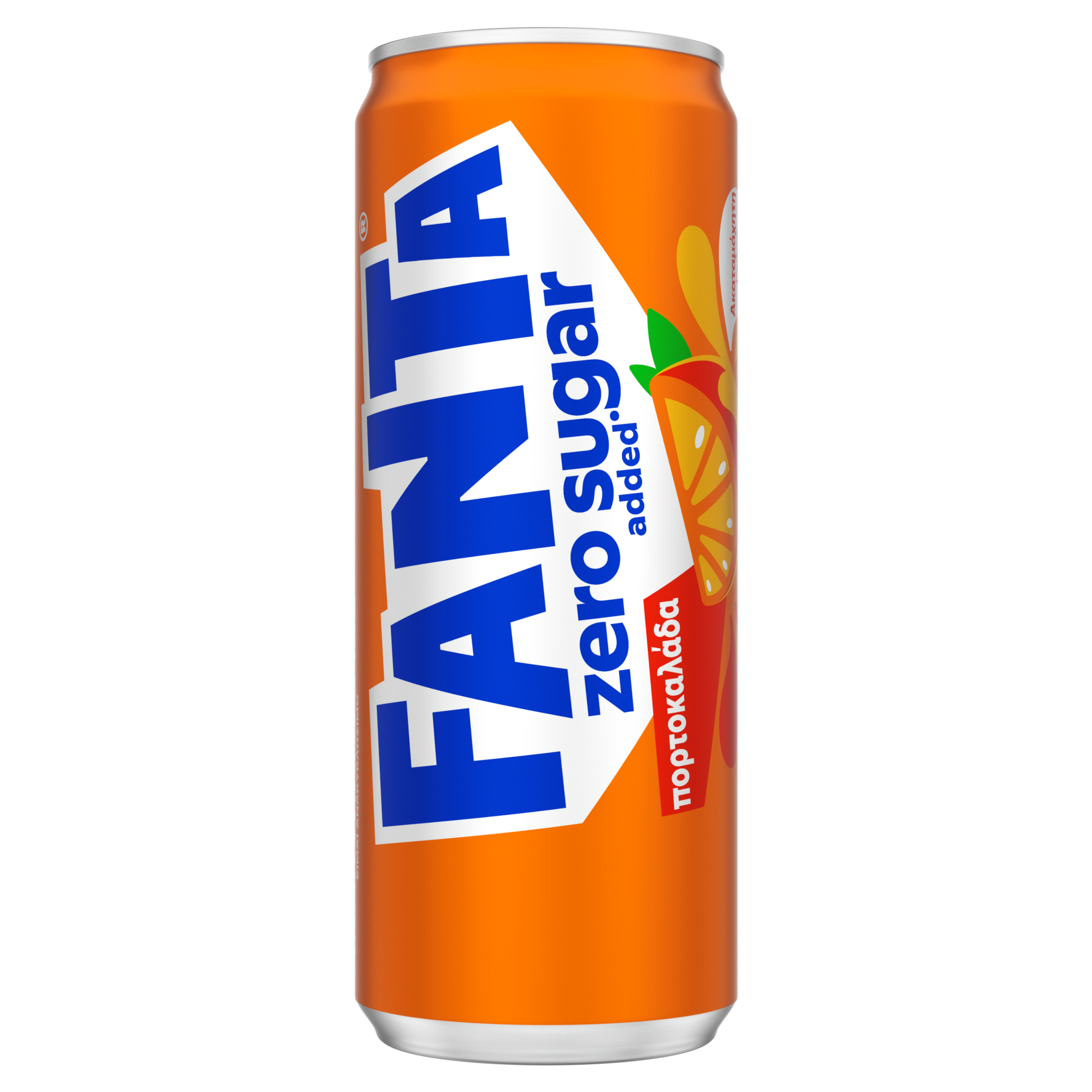 Fanta πορτοκαλάδα zero sugar added κουτάκι 330ml