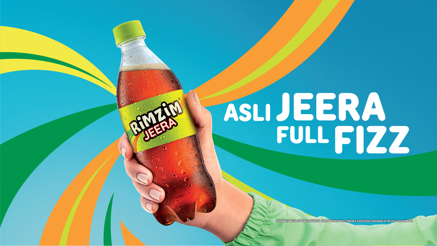 A bottle of RimZim and text reading Jeera ka ting! Soda ka ping!