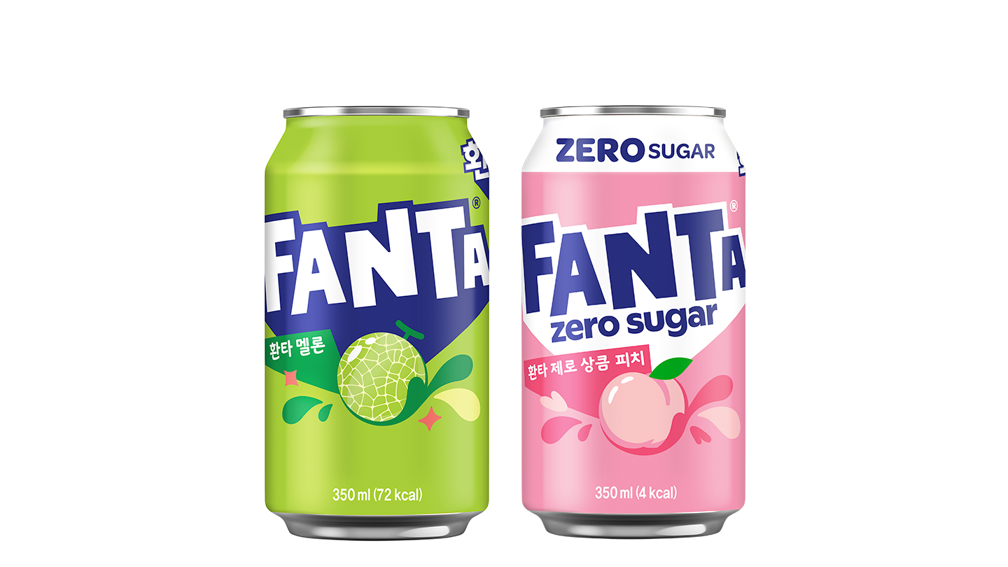 환타 멜론과 환타 제로 상큼 피치 팩샷