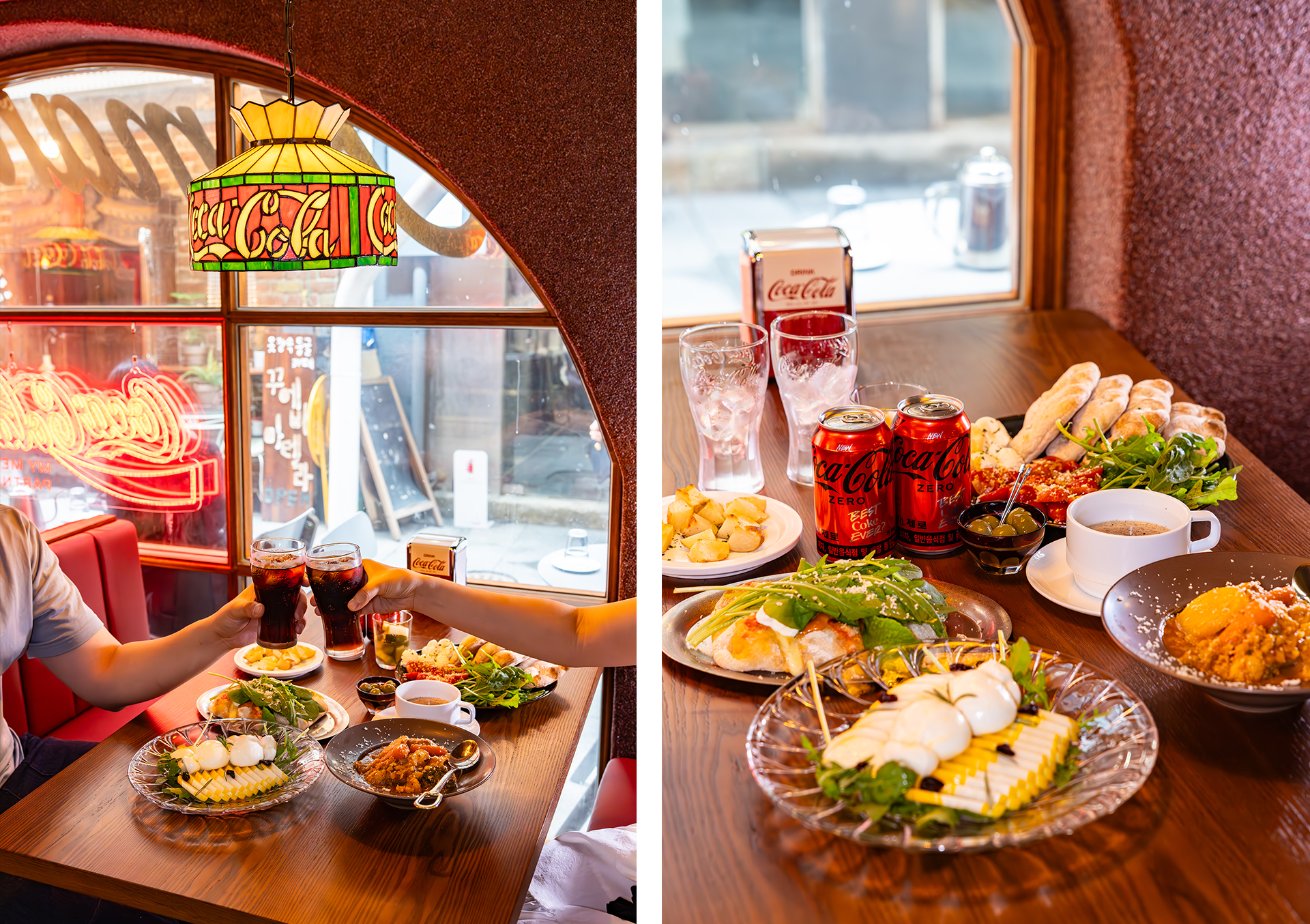 오리올 남산유원지점의 대표 메뉴들을 즐기고 있는 이미지