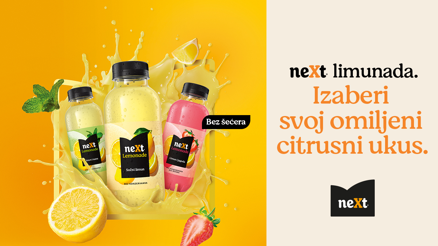 Promotivna slika Next limunade sa sloganom