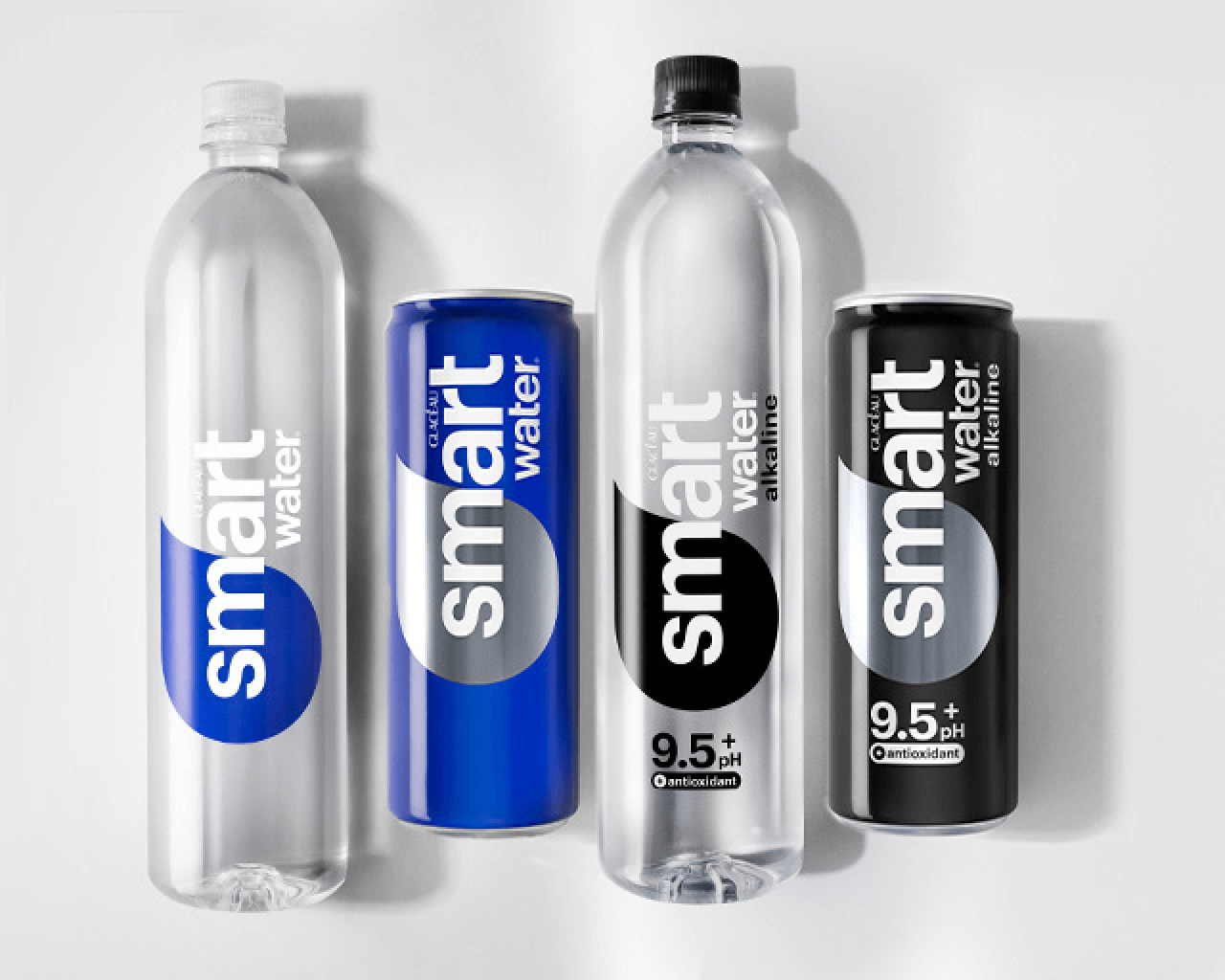 smartwater alkaline bottle on a black background