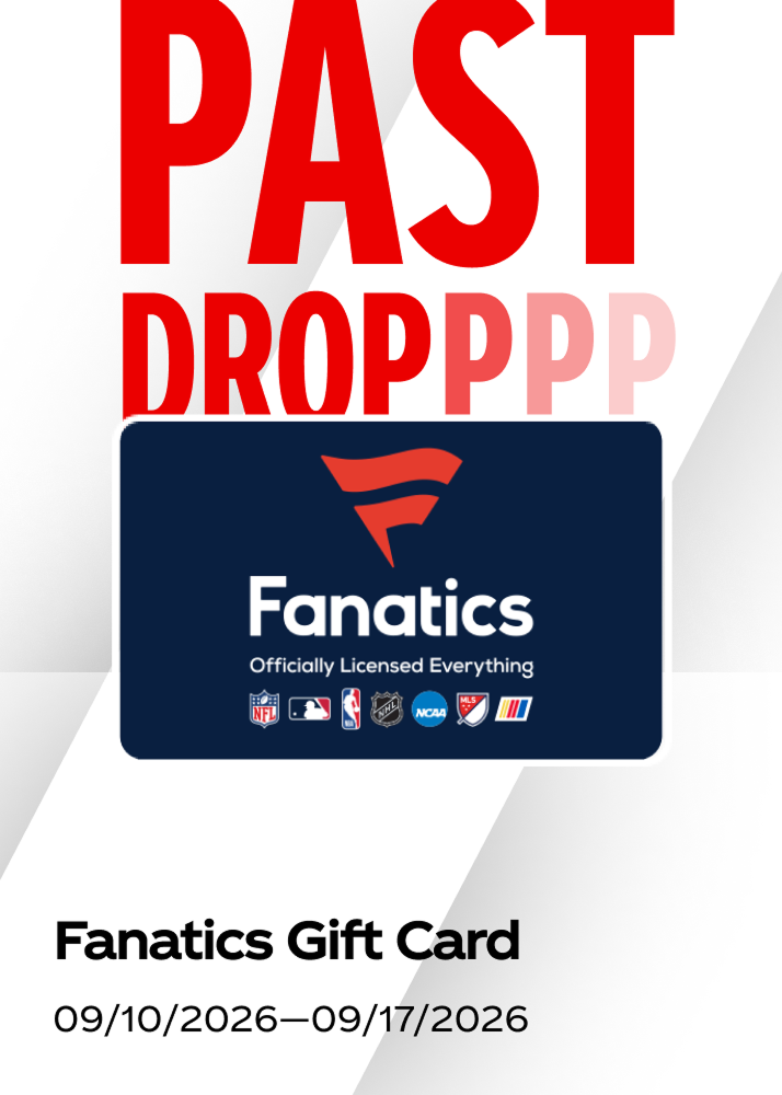 A Fanatics digital gift card shown as a past prize drop for the Coca-Cola hockey promo.