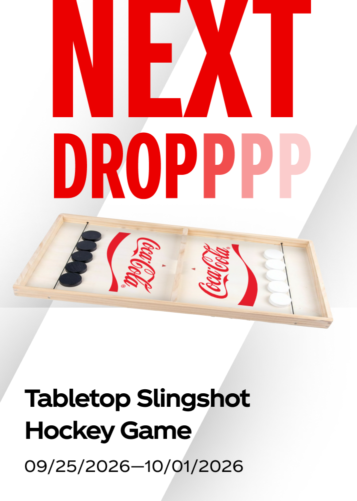 Upcoming drop for a Coca-Cola tabletop slingshot hockey game in the fall promo, September 25 to October 1.