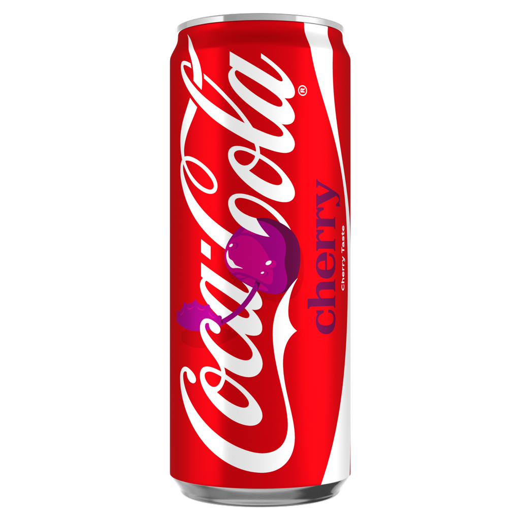 Kanaçe Coca-Cola Cherry me ngjyrë të kuqe dhe pjesën e sipërme vjollcë.