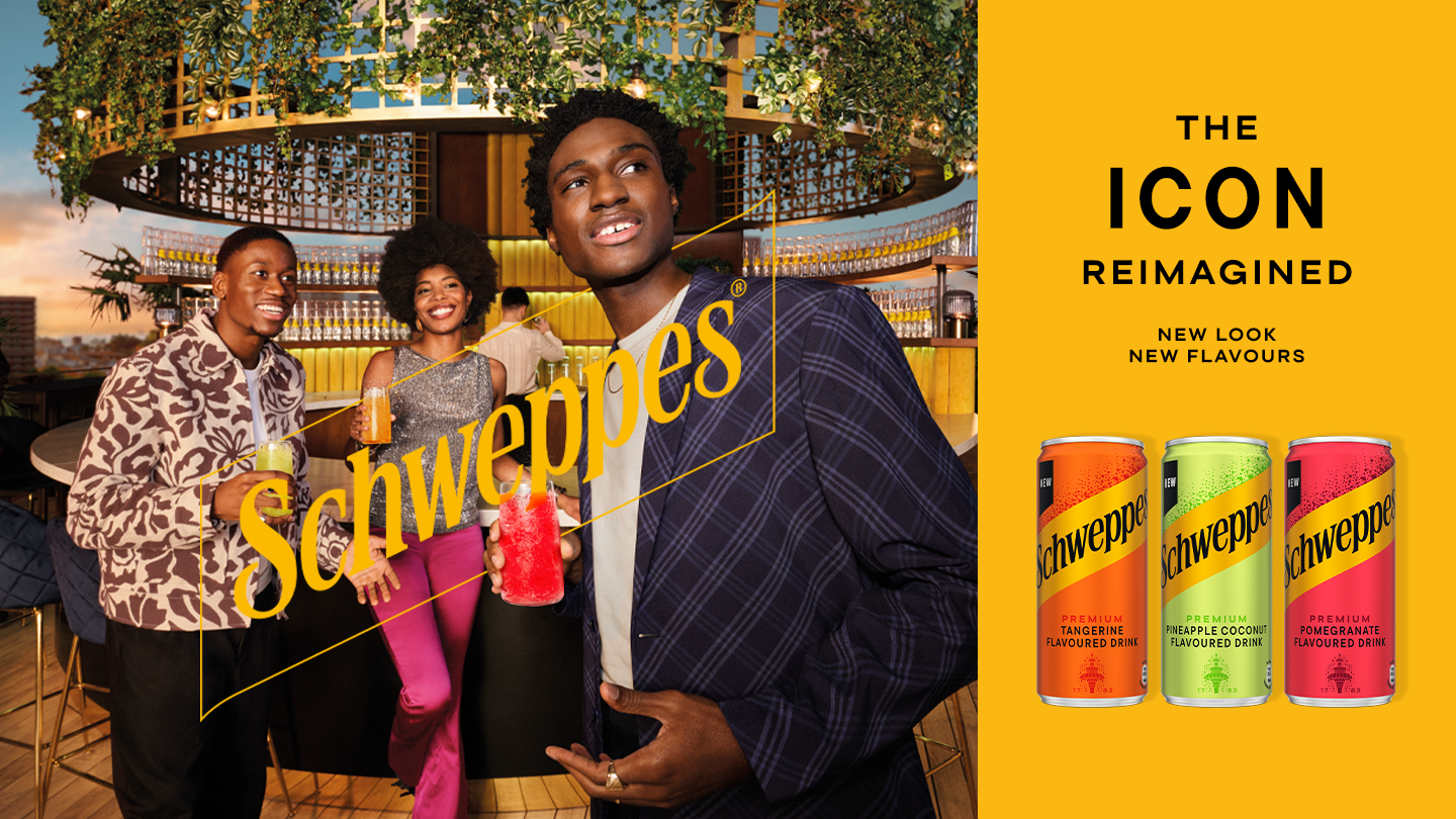Glass of Schweppes drink